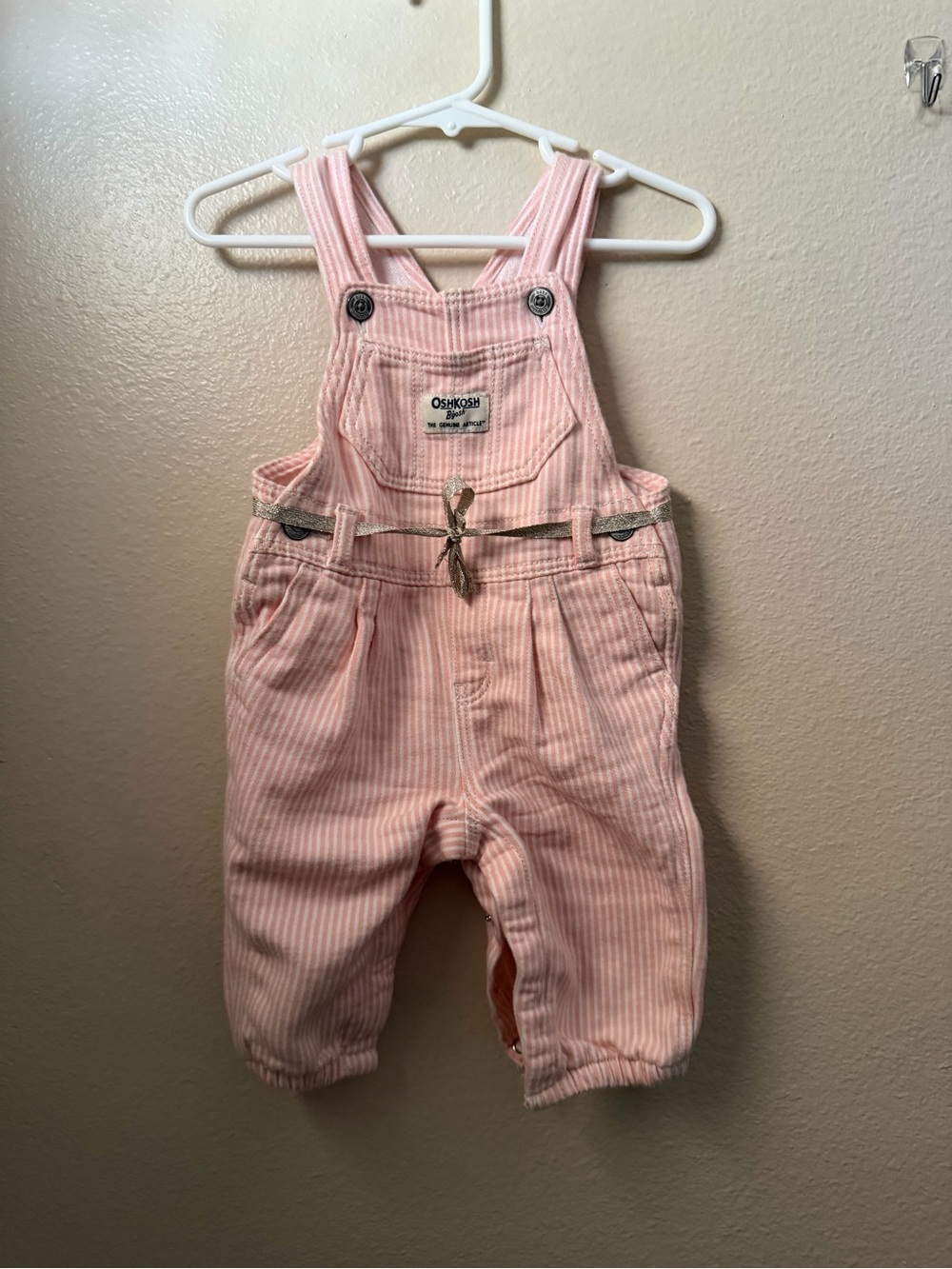 OshKosh B'gosh Light Pink Striped Overalls